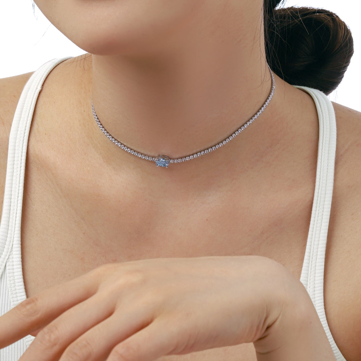 [Lumi Jewels]1.0 Carat Shining Oval Cut Necklace