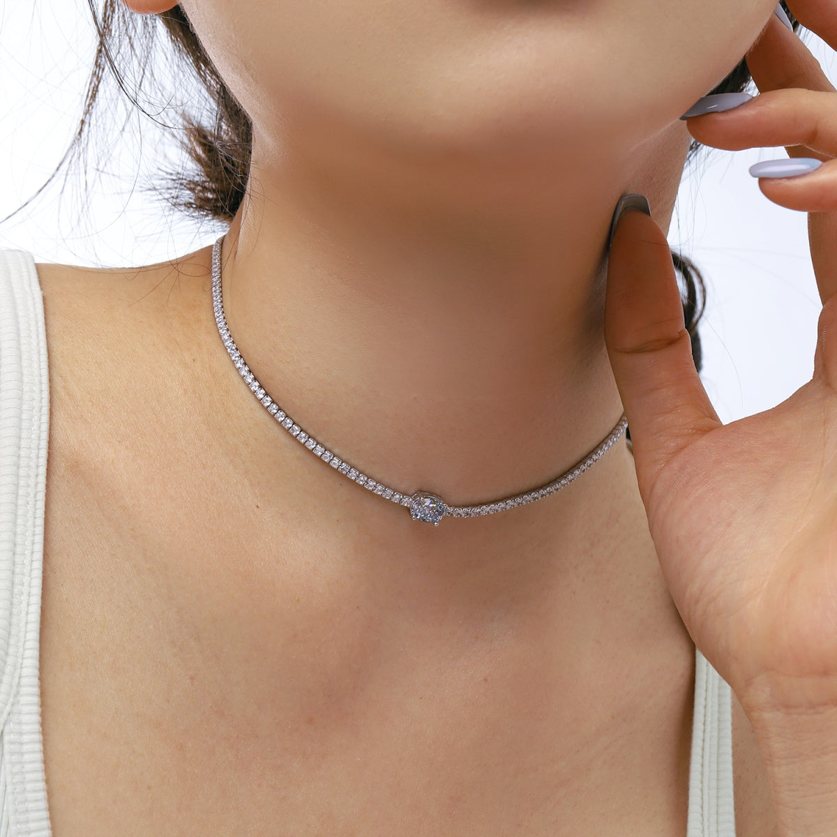 [Lumi Jewels]1.0 Carat Shining Oval Cut Necklace