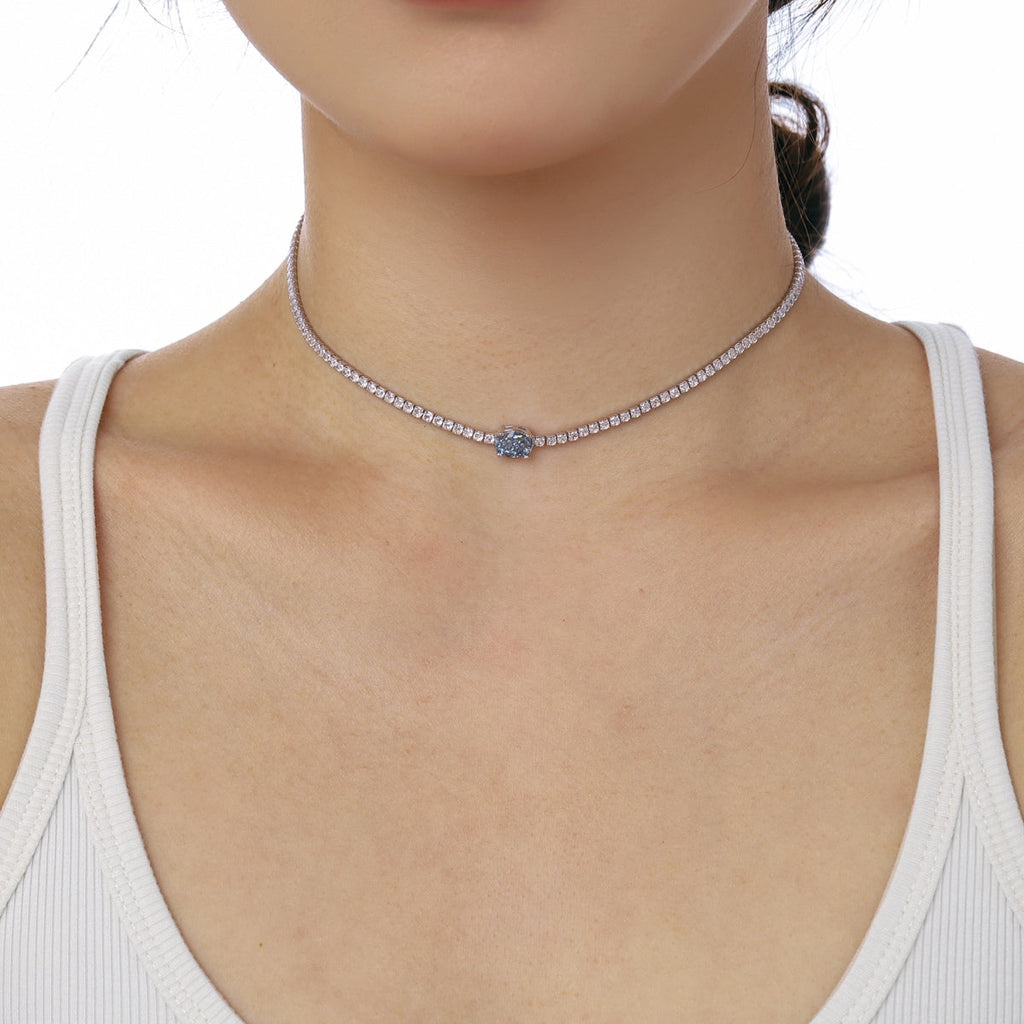 [Lumi Jewels]1.0 Carat Shining Oval Cut Necklace