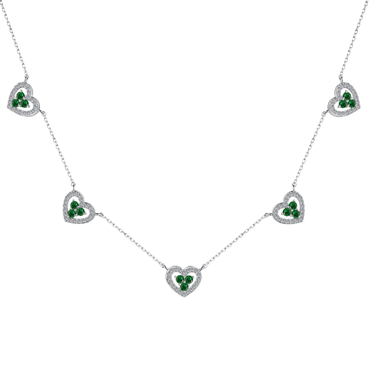 [Lumi Jewels]Sparkling Five Heart Necklace