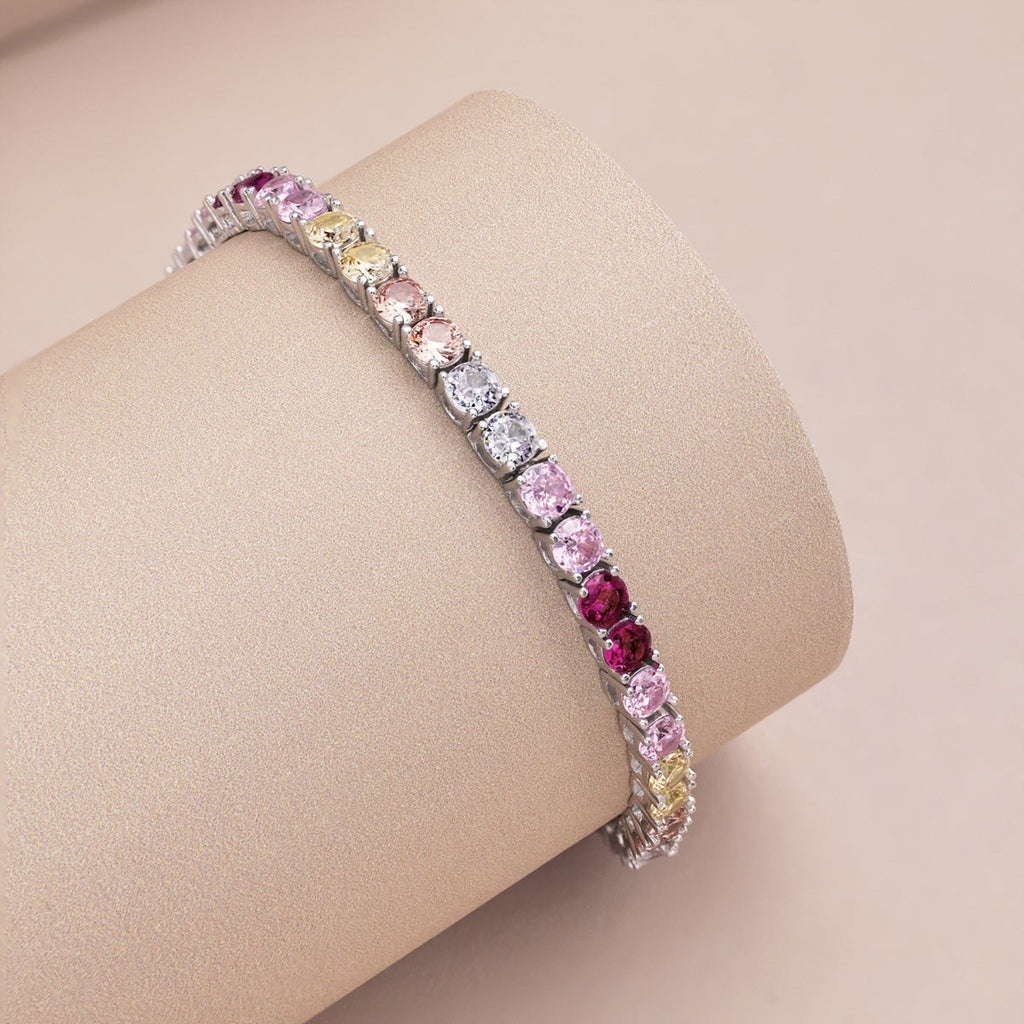 [Lumi Jewels]Radiant Colorful Round Cut Tennis Bracelet