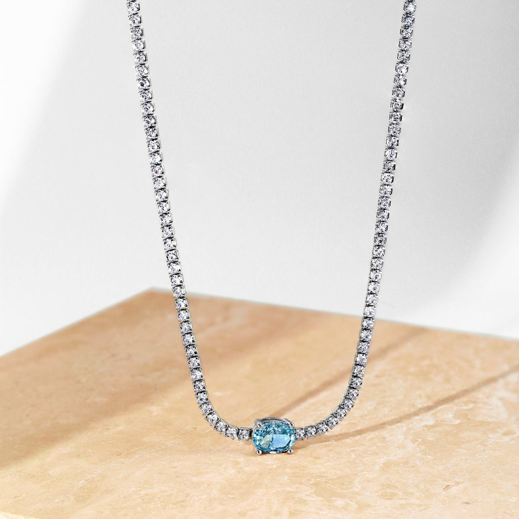 [Lumi Jewels]1.0 Carat Shining Oval Cut Necklace