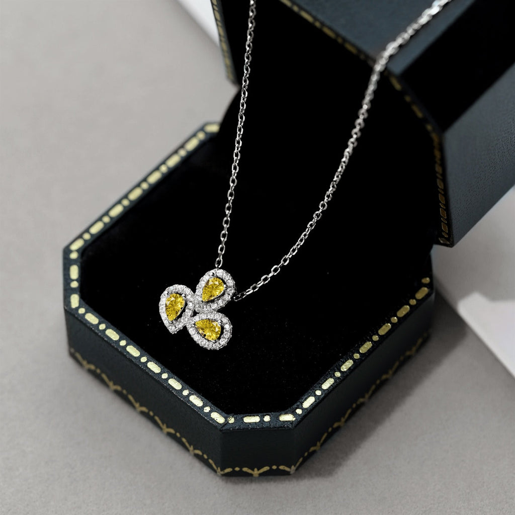 [Lumi Jewels]Elegant Flower Shape Pear Cut Necklace