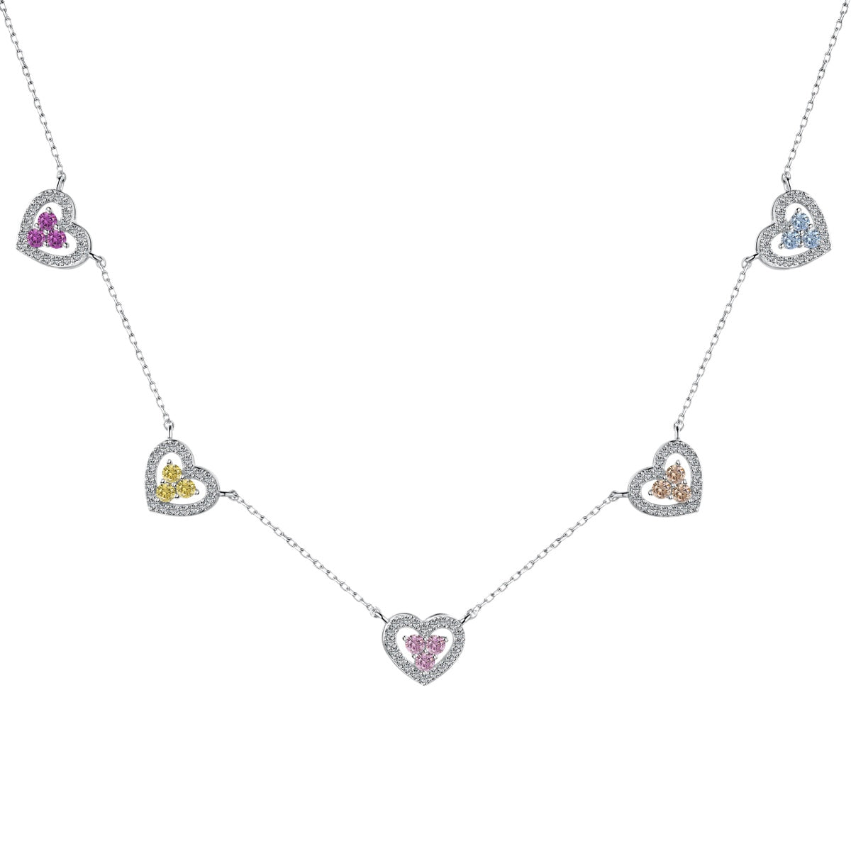 [Lumi Jewels]Sparkling Five Heart Necklace