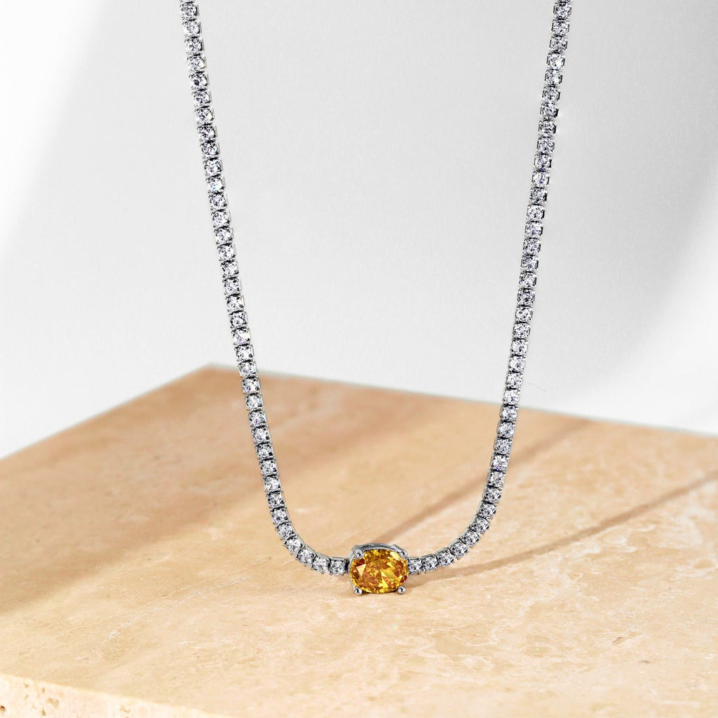 [Lumi Jewels]1.0 Carat Shining Oval Cut Necklace