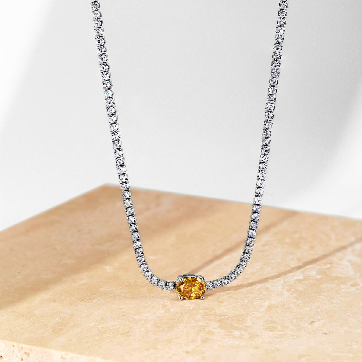 [Lumi Jewels]1.0 Carat Shining Oval Cut Necklace