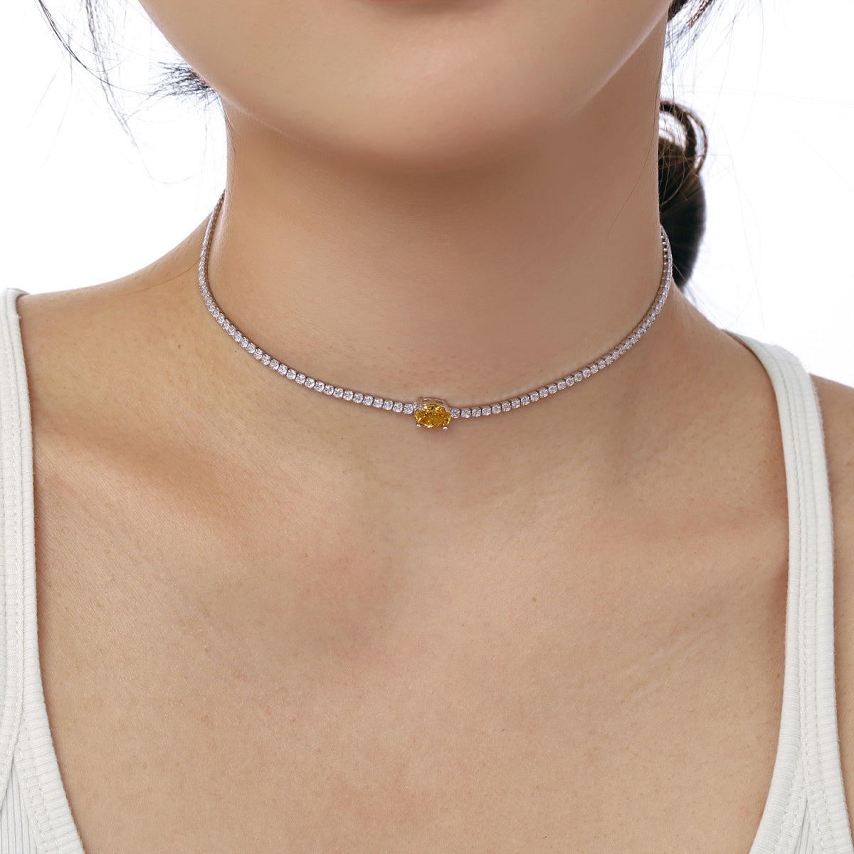 [Lumi Jewels]1.0 Carat Shining Oval Cut Necklace