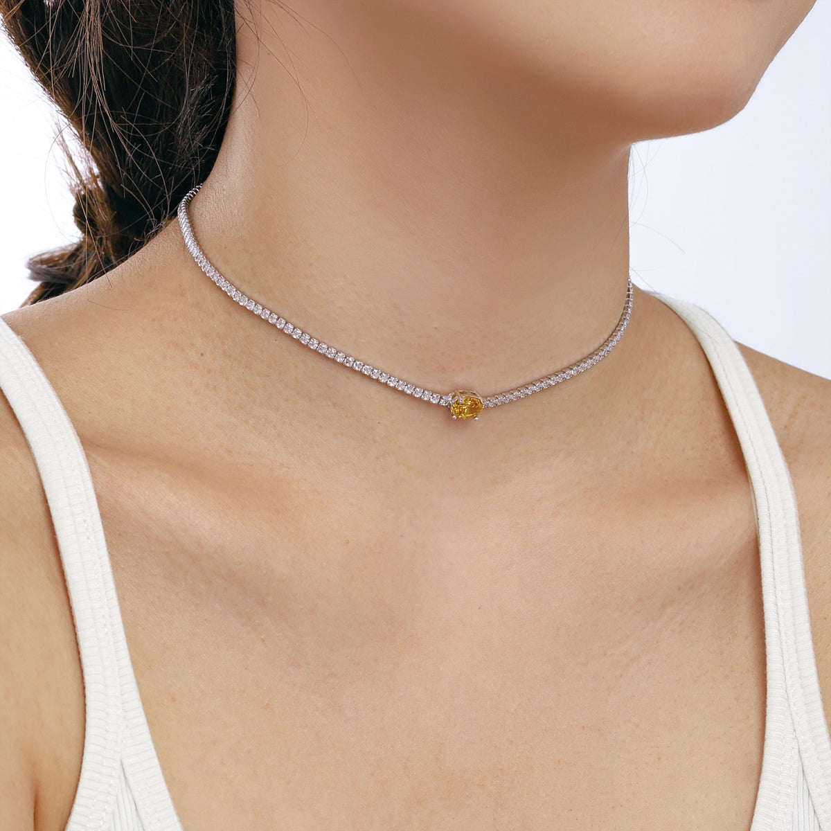 [Lumi Jewels]1.0 Carat Shining Oval Cut Necklace