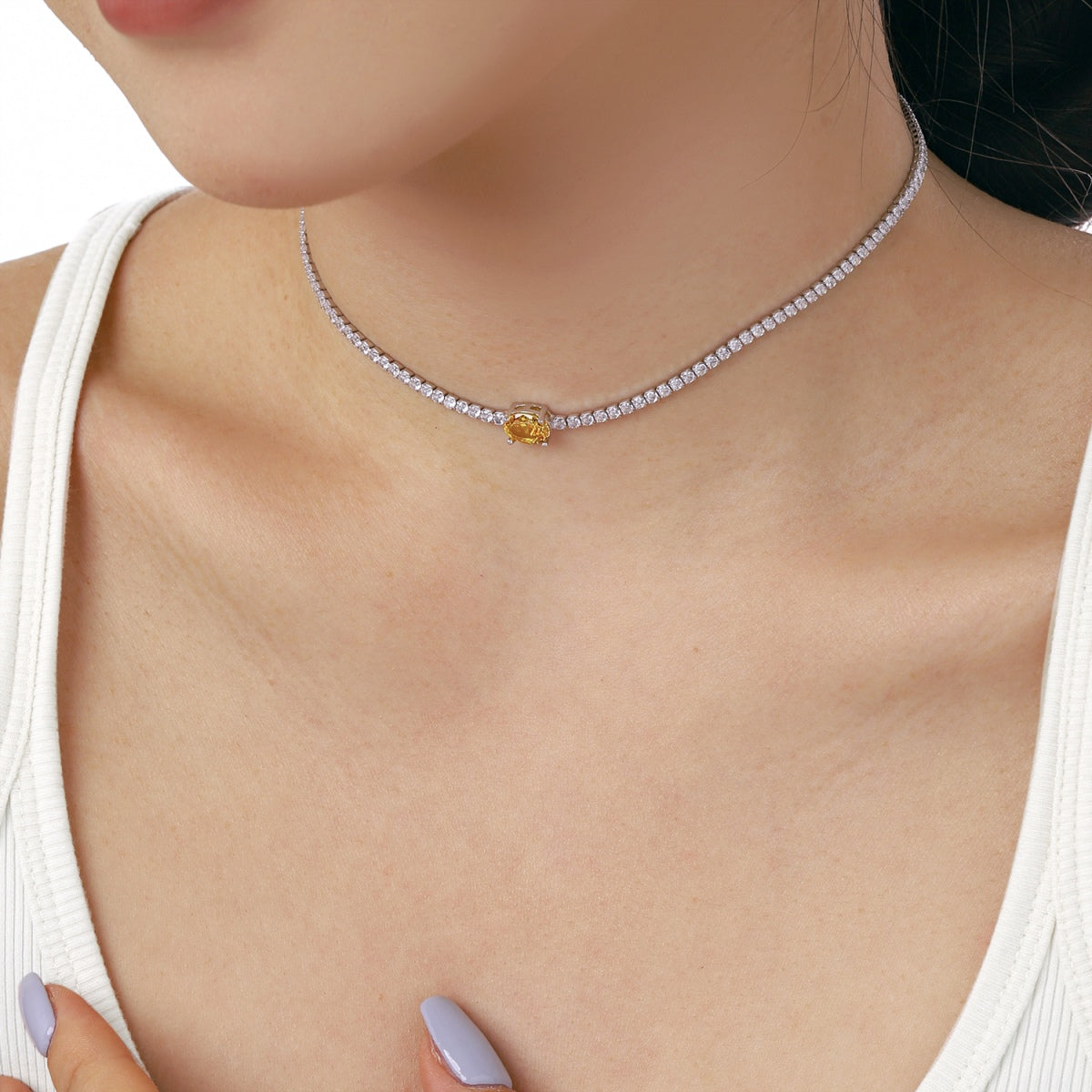 [Lumi Jewels]1.0 Carat Shining Oval Cut Necklace