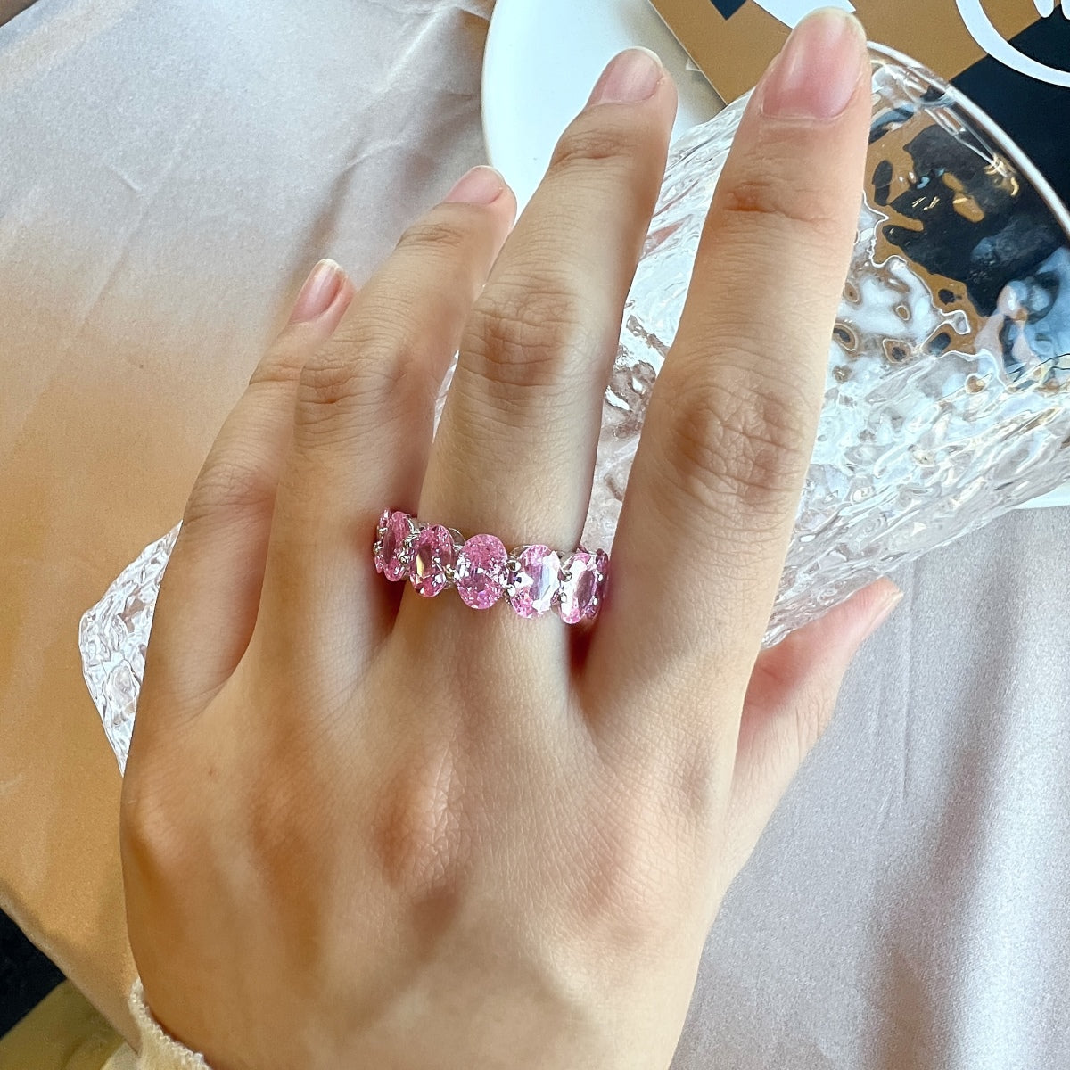 [Lumi Jewels]Dainty Elongated Cushion Cut Tennis Ring