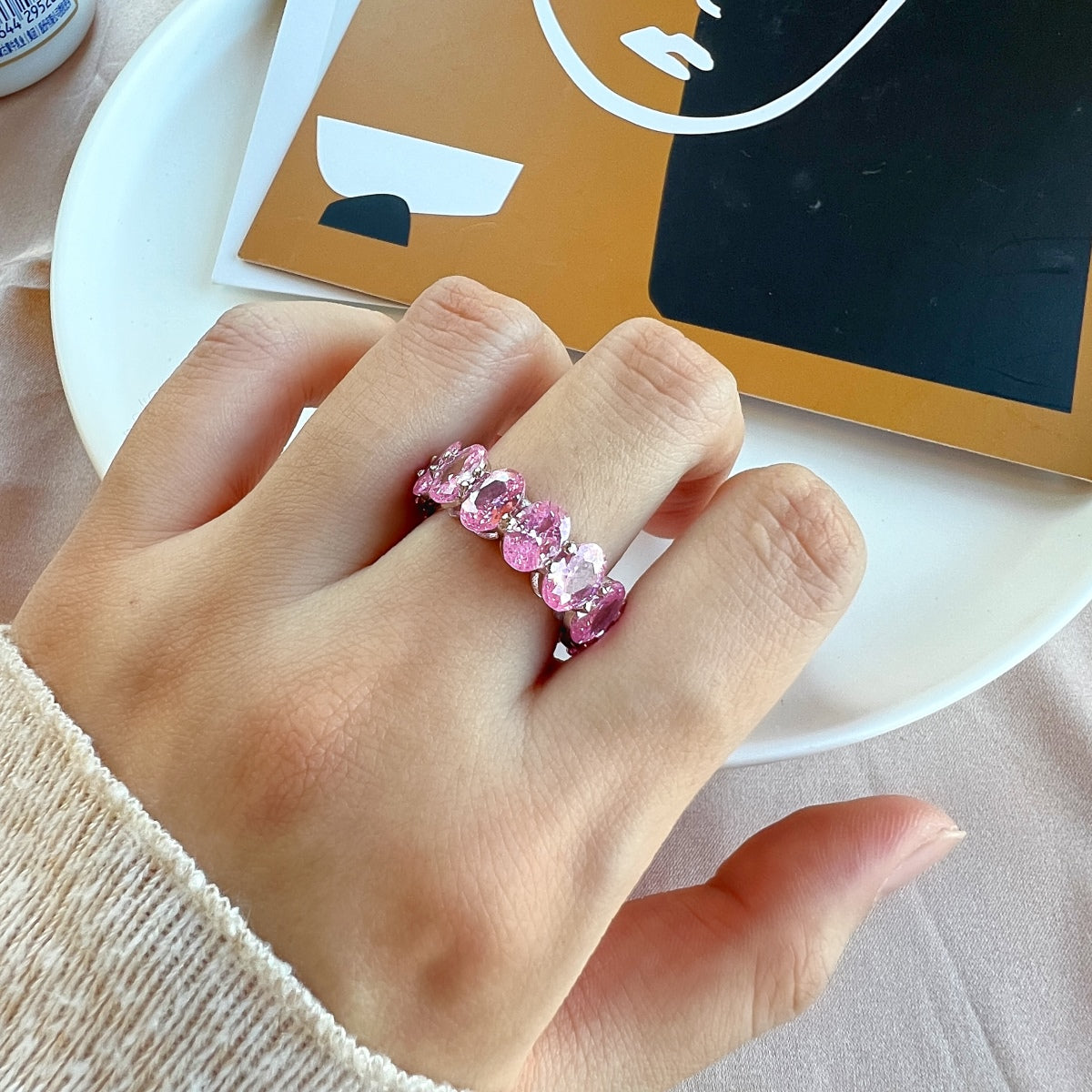 [Lumi Jewels]Dainty Elongated Cushion Cut Tennis Ring