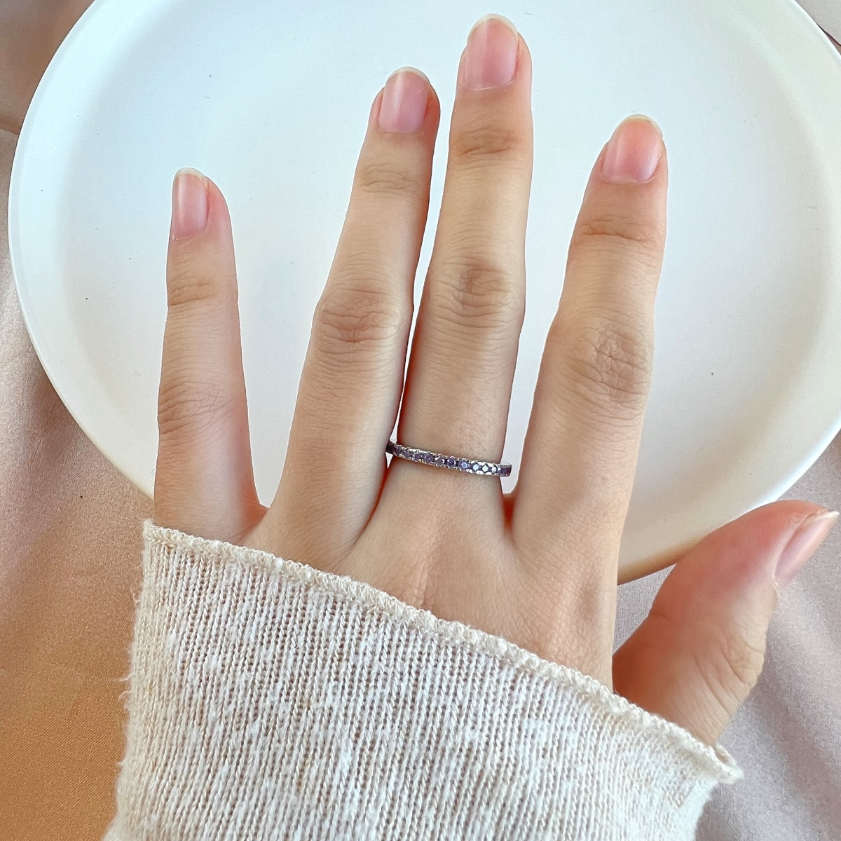 [Lumi Jewels]Delicate Sparkling Round Cut Daily Ring