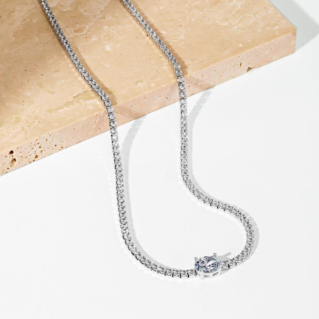 [Lumi Jewels]1.0 Carat Shining Oval Cut Necklace