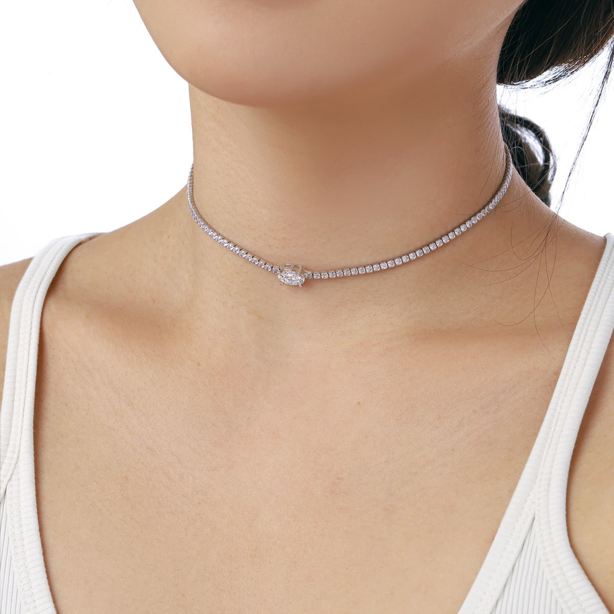[Lumi Jewels]1.0 Carat Shining Oval Cut Necklace