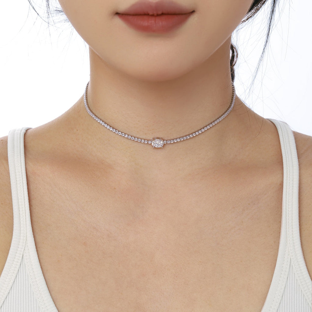 [Lumi Jewels]1.0 Carat Shining Oval Cut Necklace