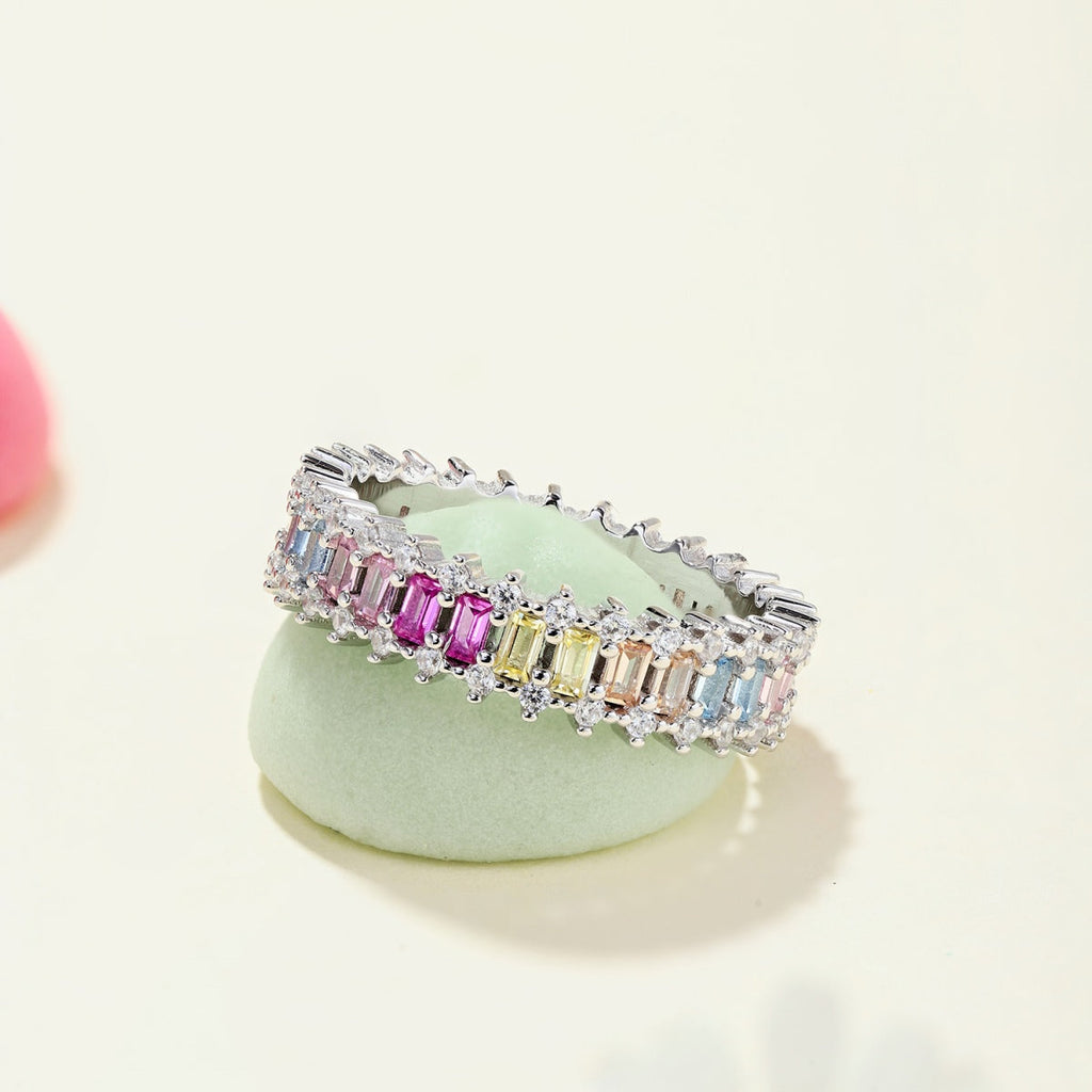[Lumi Jewels]Splashy Ornate Emerald Cut Cocktail Ring