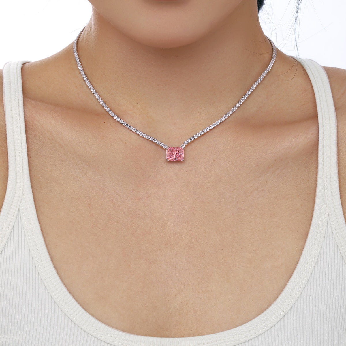 [Lumi Jewels]4.0 Carat Elegant Radiant Cut Necklace