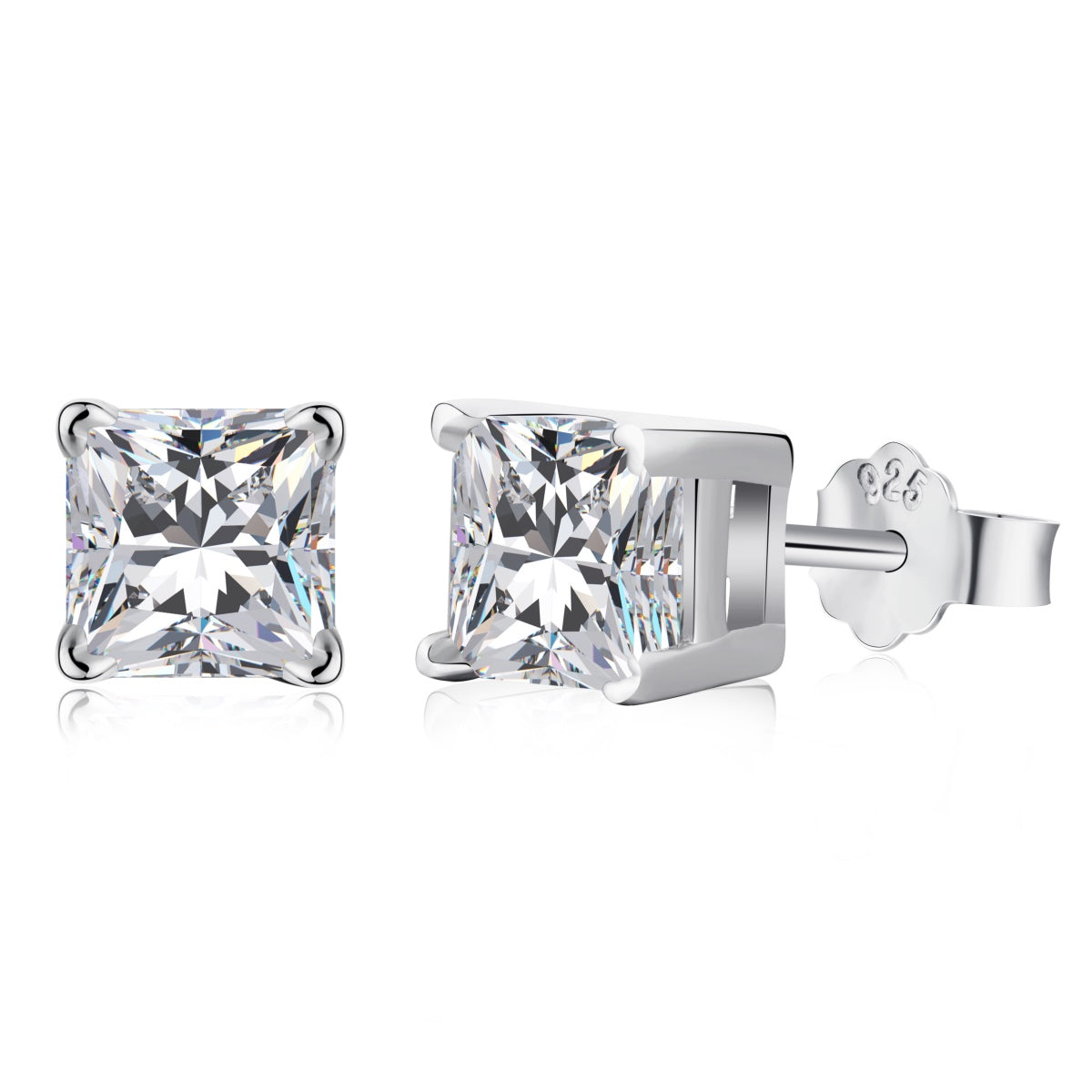 [Lumi Jewels]1.0 Carat Radiant Princess Cut Wedding Earrings