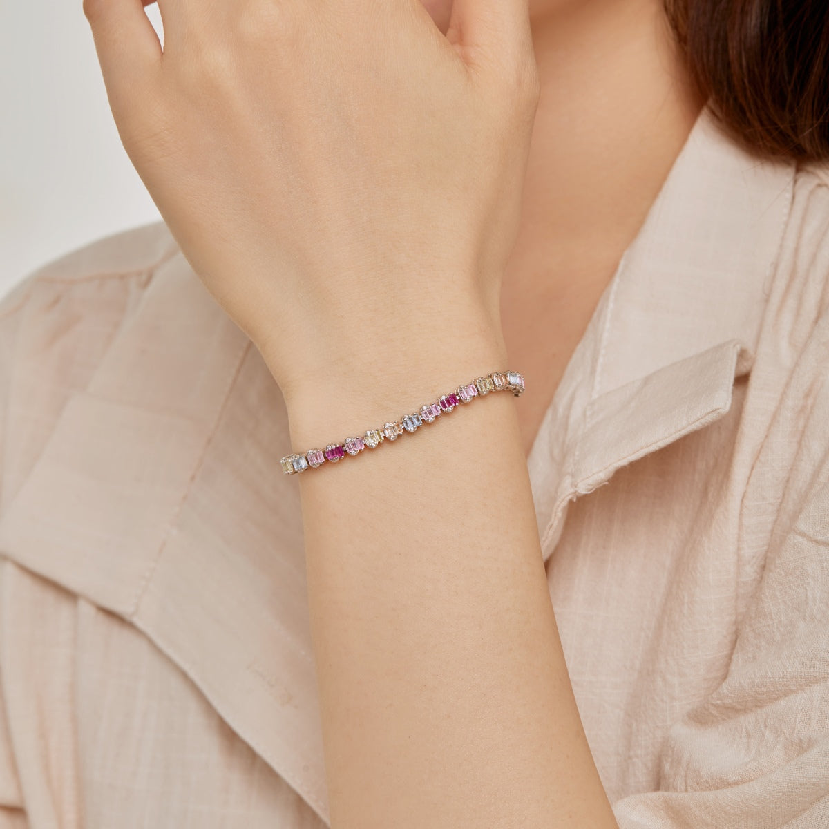 [Lumi Jewels]Delicate Colorful Emerald Cut Party Bracelet