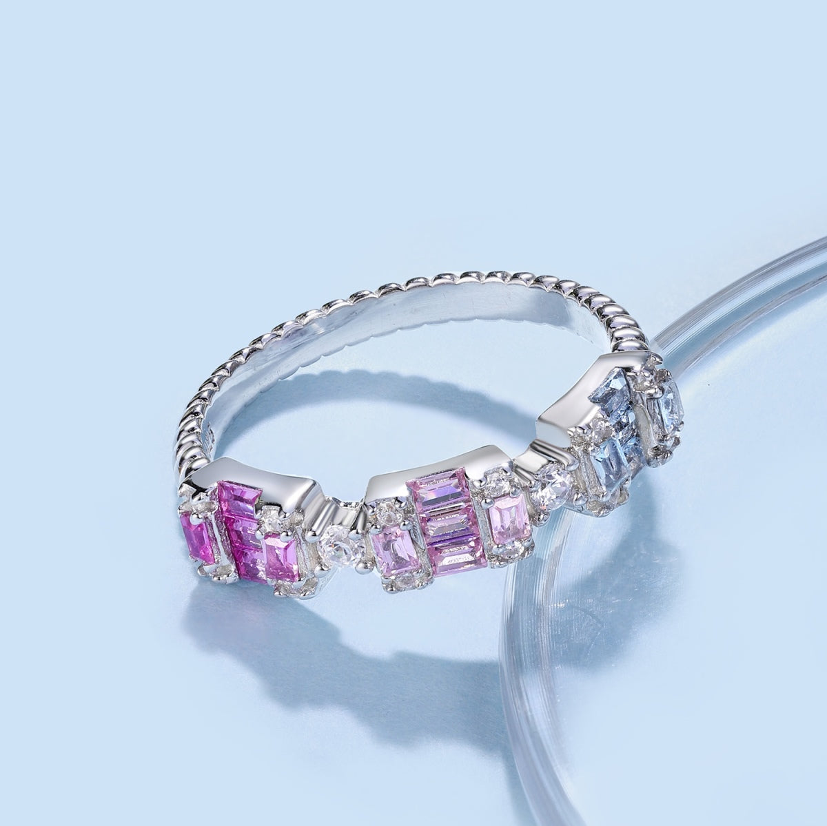 [Lumi Jewels]Unique Colorful Emerald Cut Party Ring