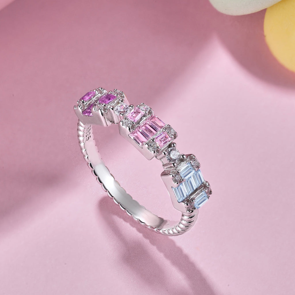 [Lumi Jewels]Unique Colorful Emerald Cut Party Ring