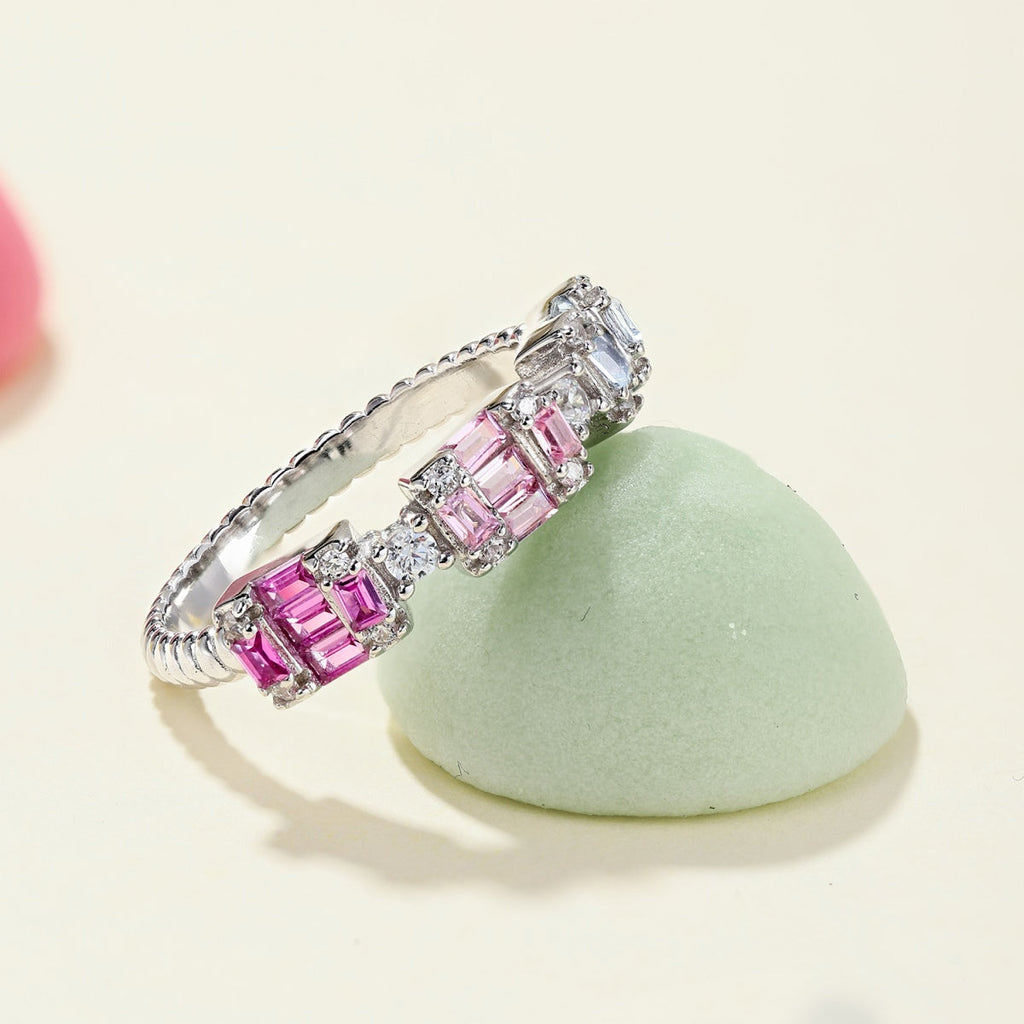 [Lumi Jewels]Unique Colorful Emerald Cut Party Ring