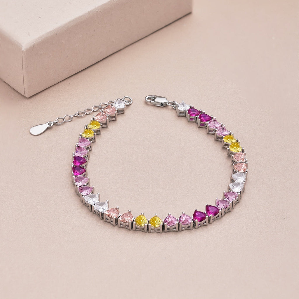 [Lumi Jewels]Luxurious Colorful Romantic Heart Shape Lover Bracelet