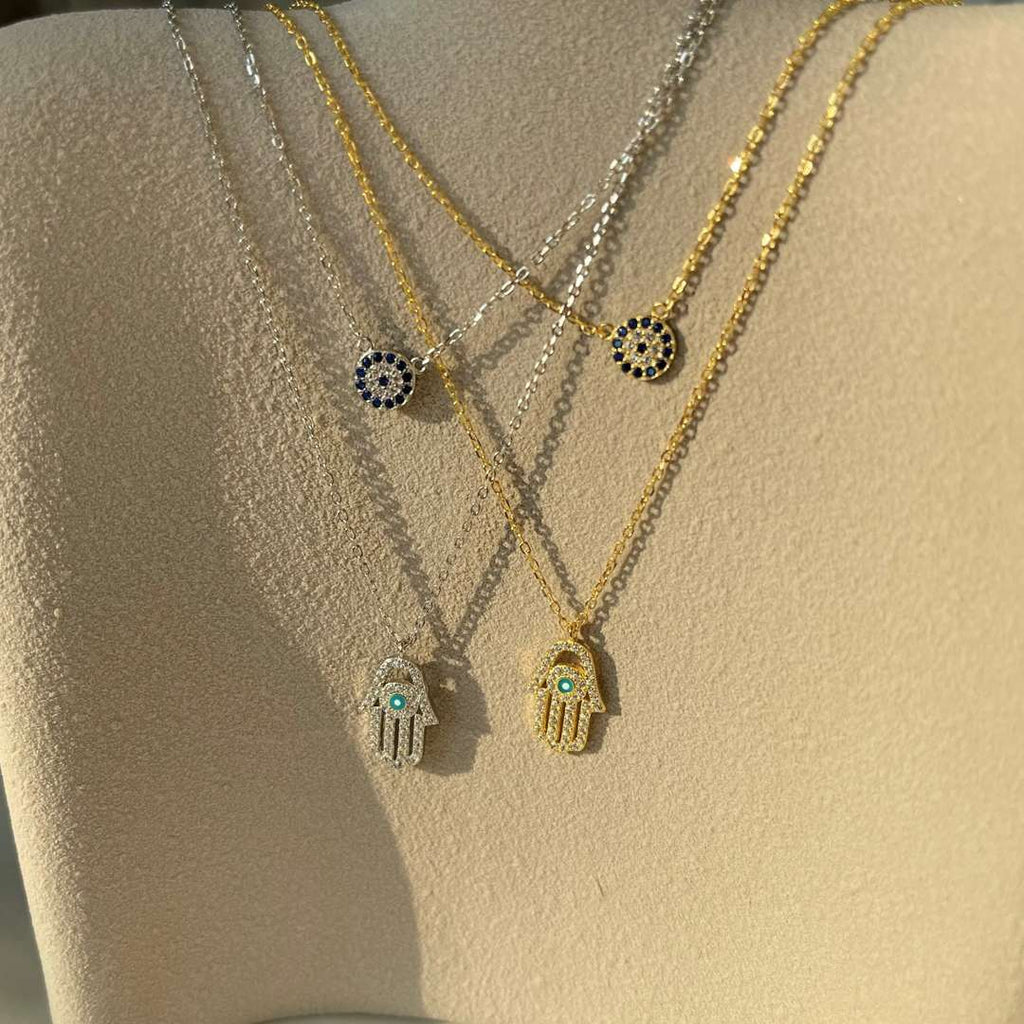 [Lumi Jewels]Demon Eye Hamsa Palm Necklace