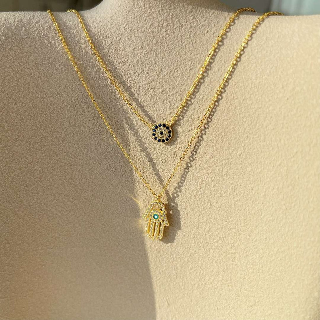 [Lumi Jewels]Demon Eye Hamsa Palm Necklace