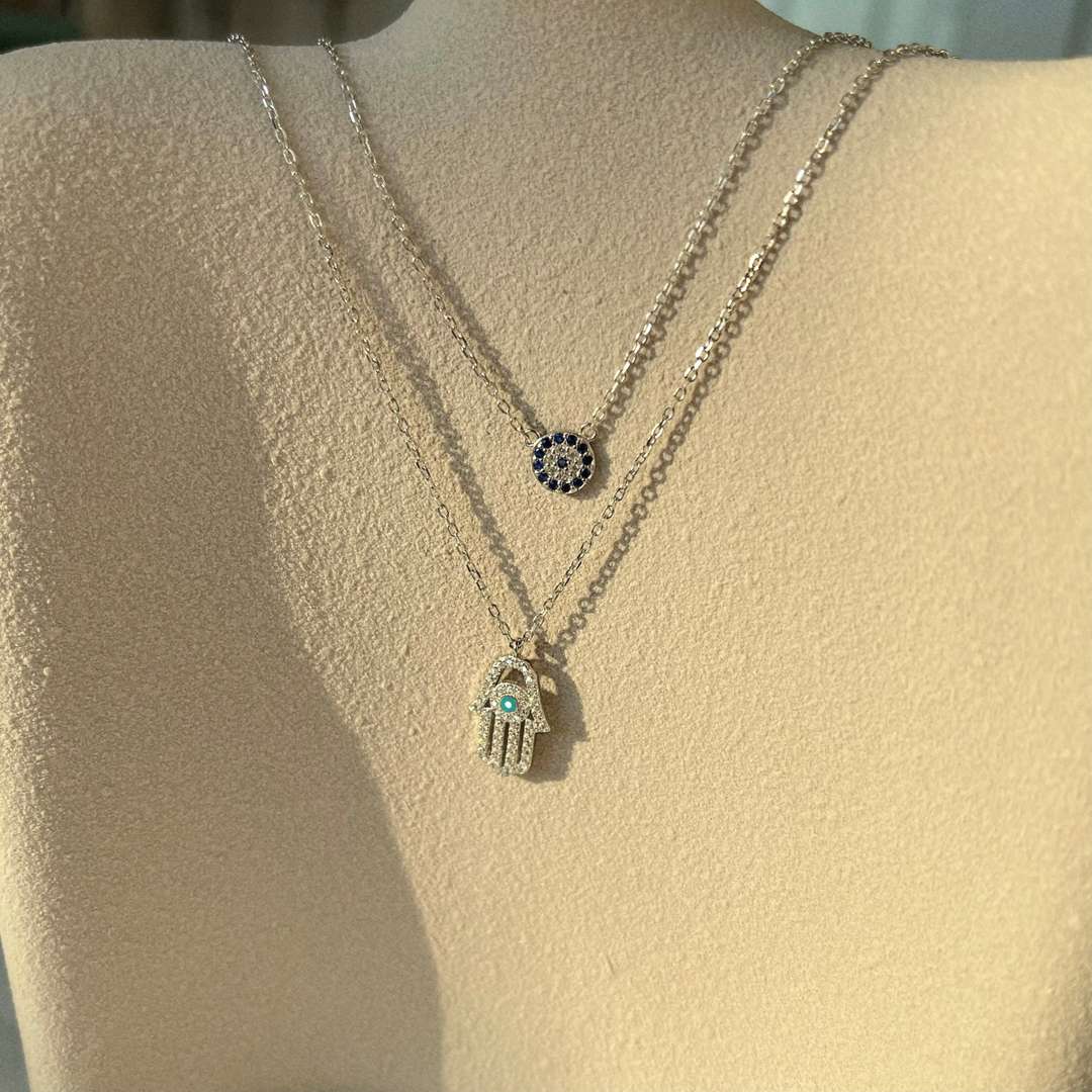 [Lumi Jewels]Demon Eye Hamsa Palm Necklace