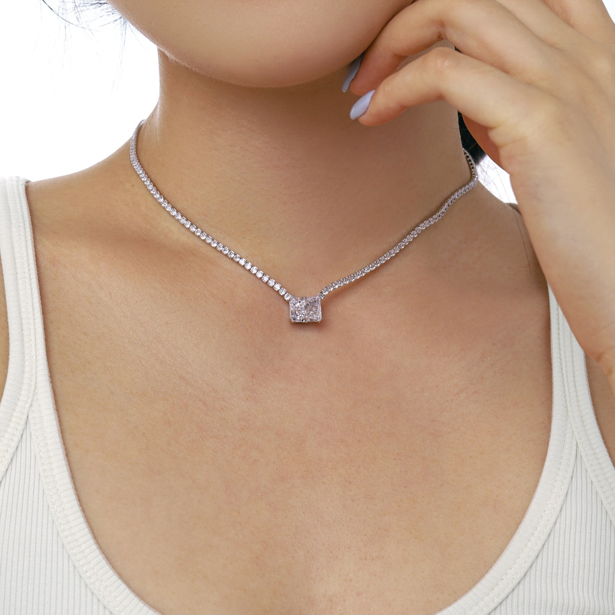 [Lumi Jewels]4.0 Carat Elegant Radiant Cut Necklace