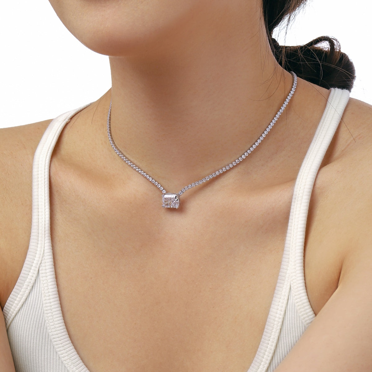 [Lumi Jewels]4.0 Carat Elegant Radiant Cut Necklace