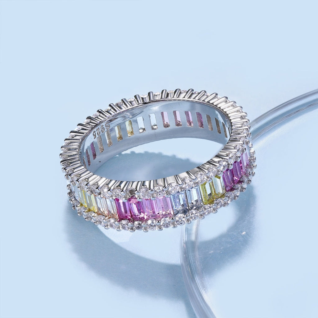 [Lumi Jewels]Dainty Kaleidoscopic Emerald Cut Daily Ring