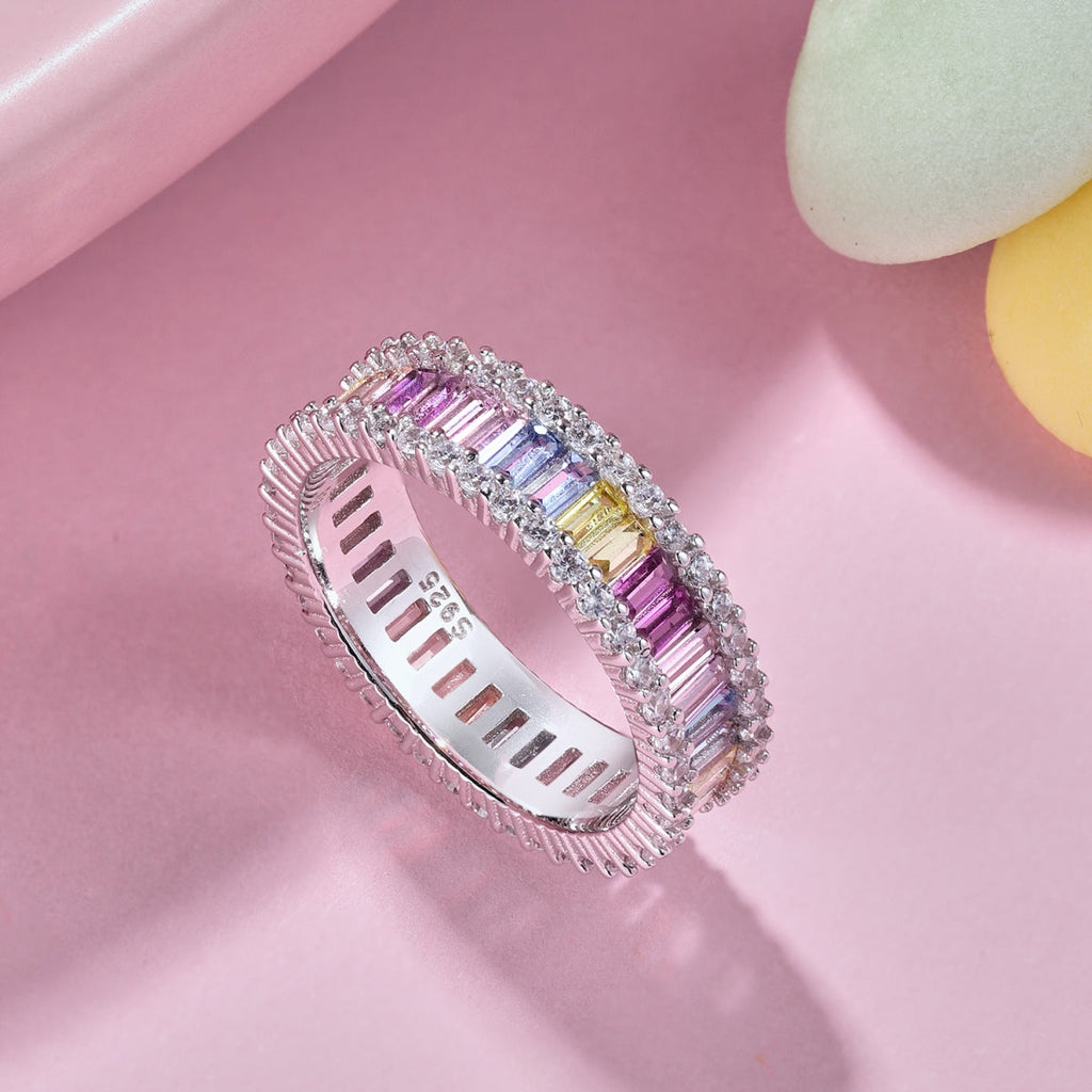 [Lumi Jewels]Dainty Kaleidoscopic Emerald Cut Daily Ring