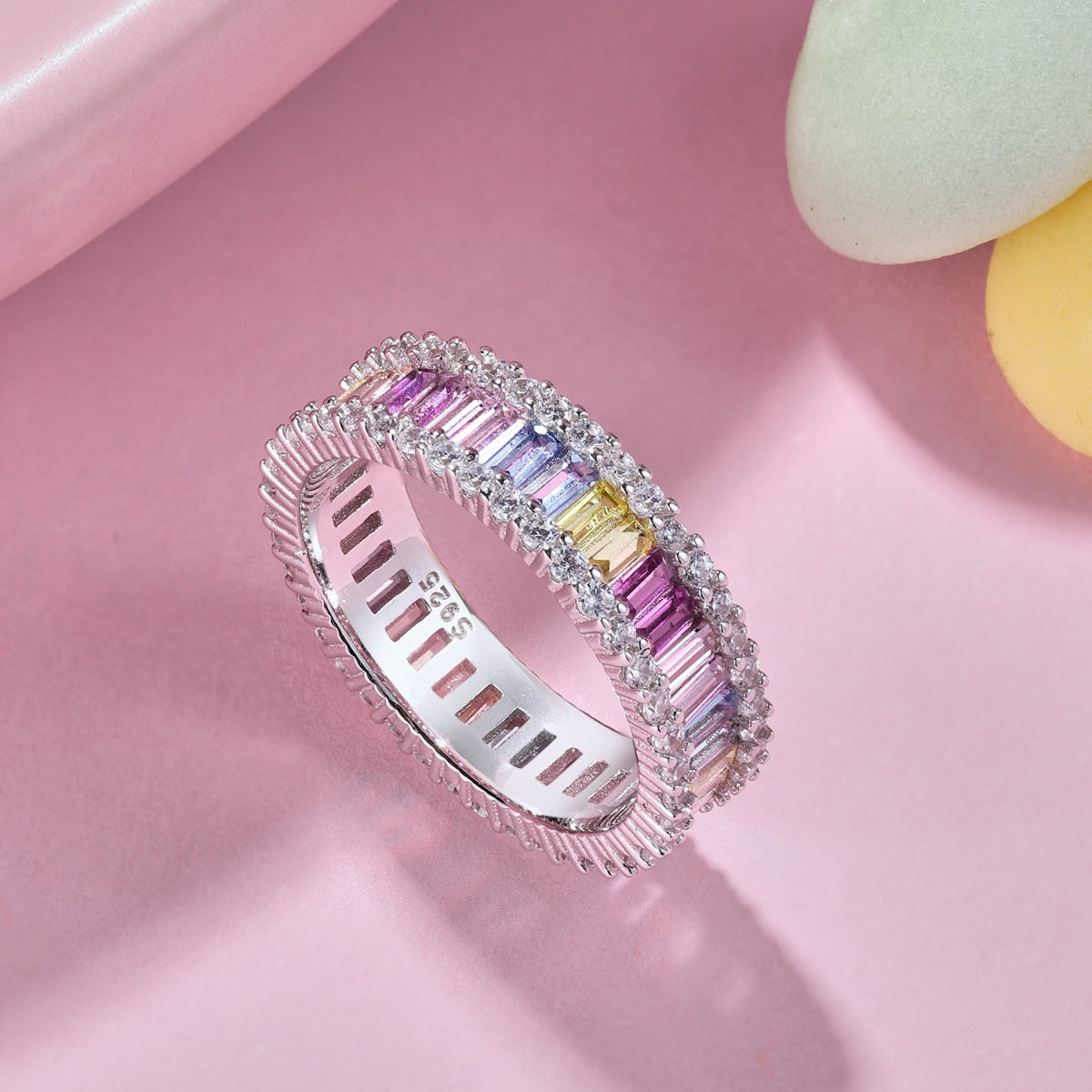 [Lumi Jewels]Dainty Kaleidoscopic Emerald Cut Daily Ring