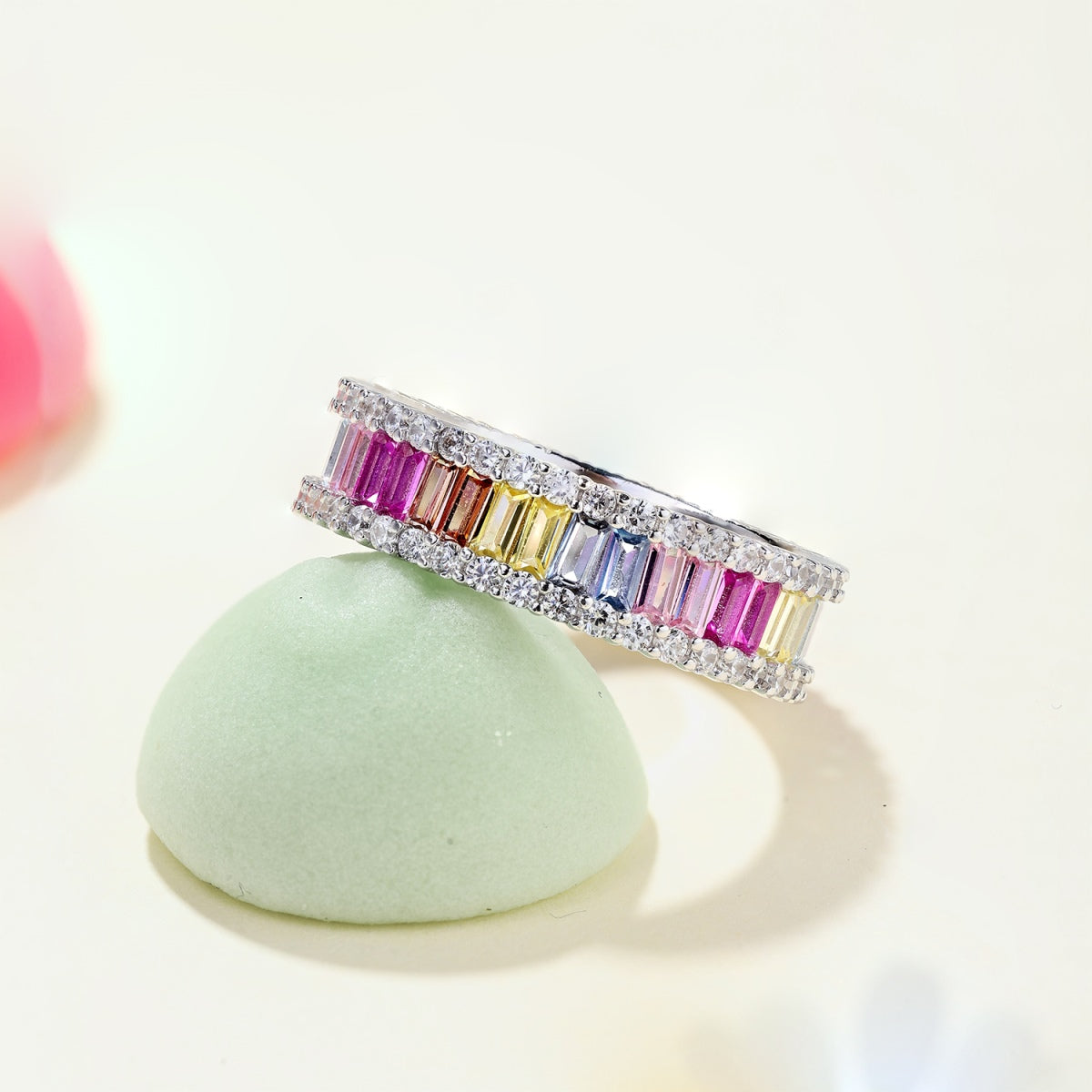 [Lumi Jewels]Dainty Kaleidoscopic Emerald Cut Daily Ring