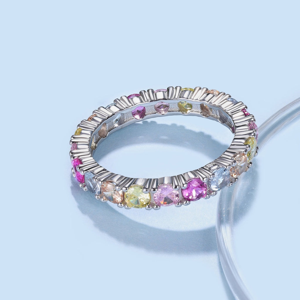 [Lumi Jewels]Dazzling Lustrous Round Cut Tennis Ring
