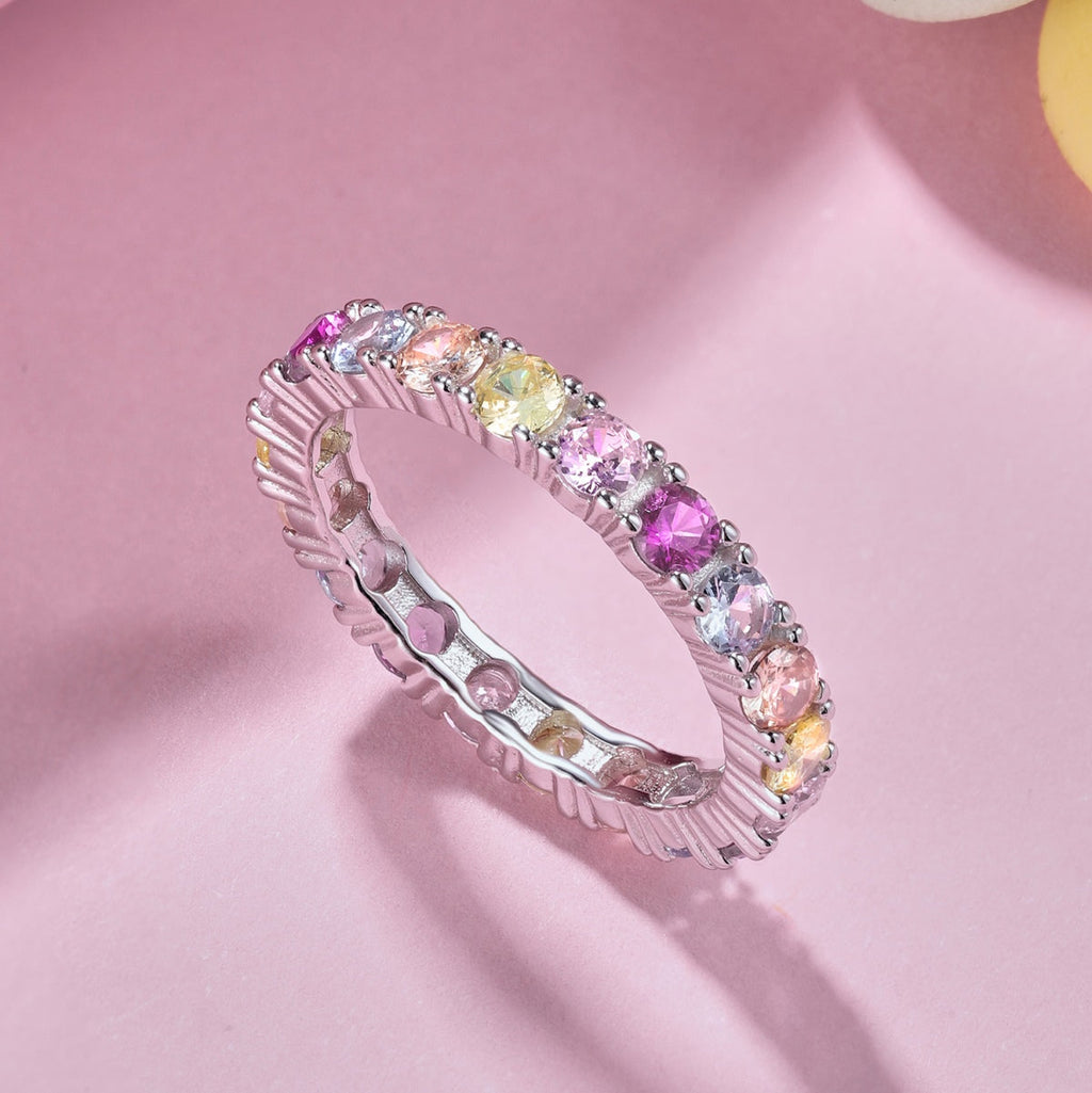 [Lumi Jewels]Dazzling Lustrous Round Cut Tennis Ring