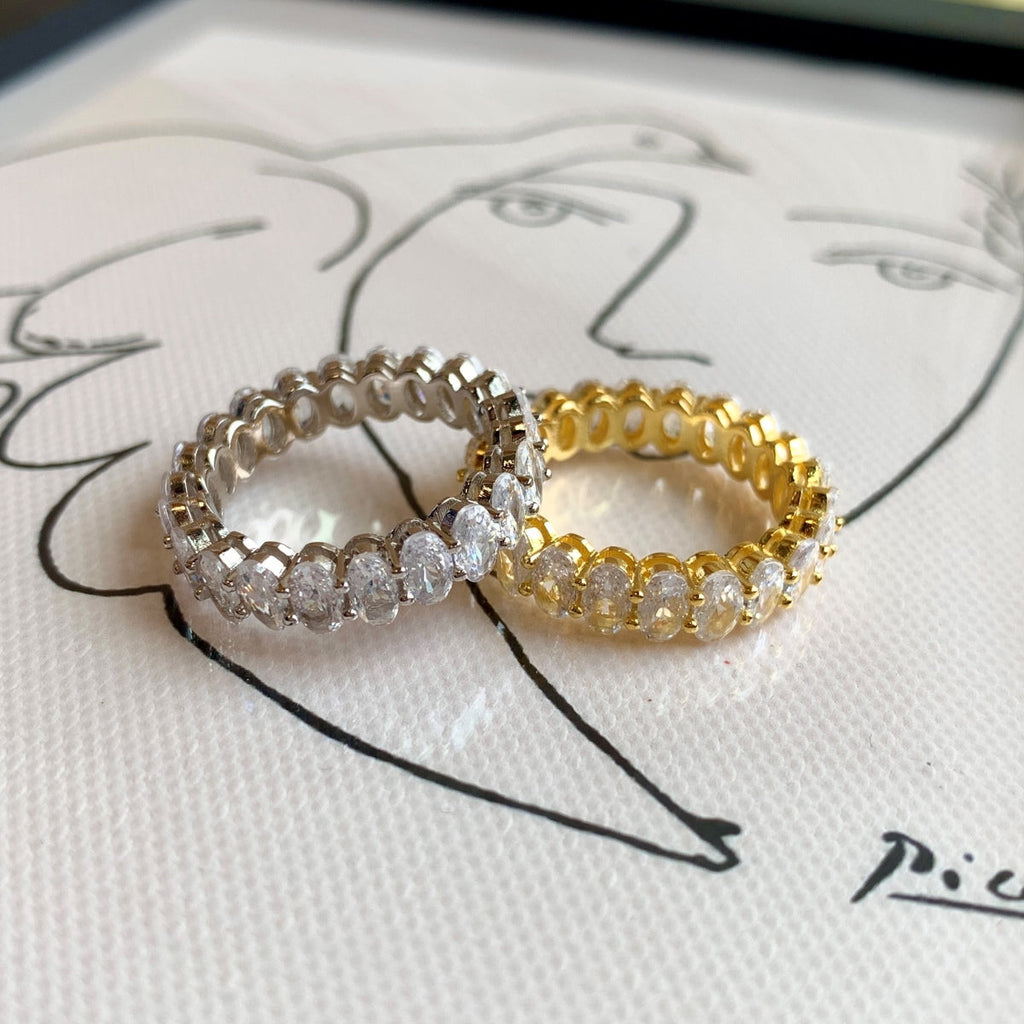 [Lumi Jewels]Ornate Oval Cut Tennis Ring