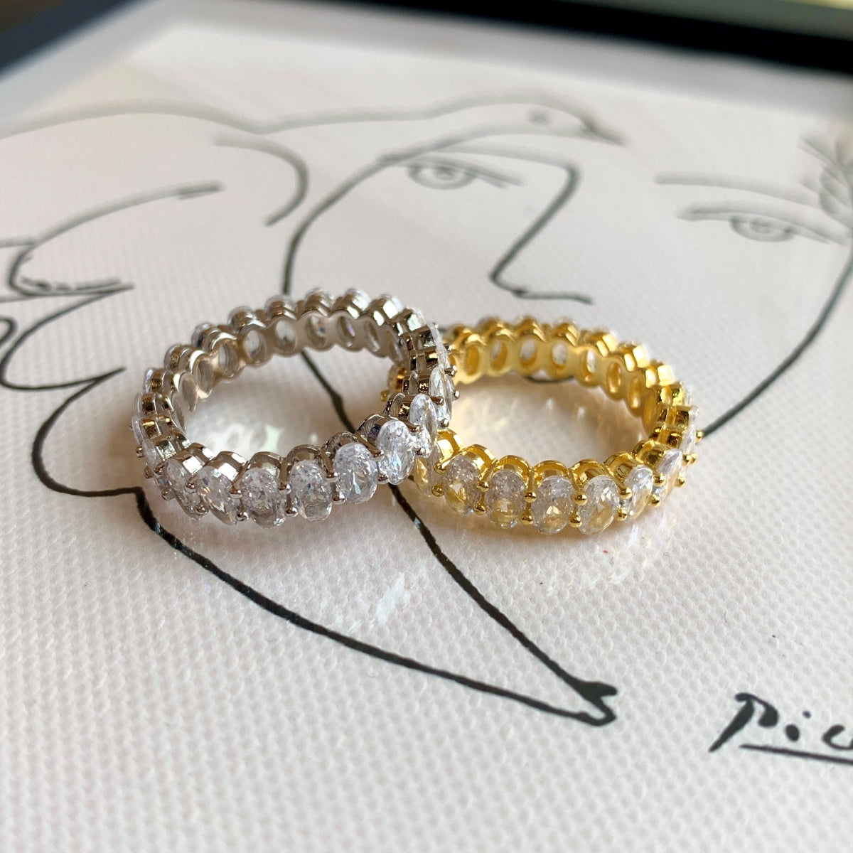 [Lumi Jewels]Ornate Oval Cut Tennis Ring