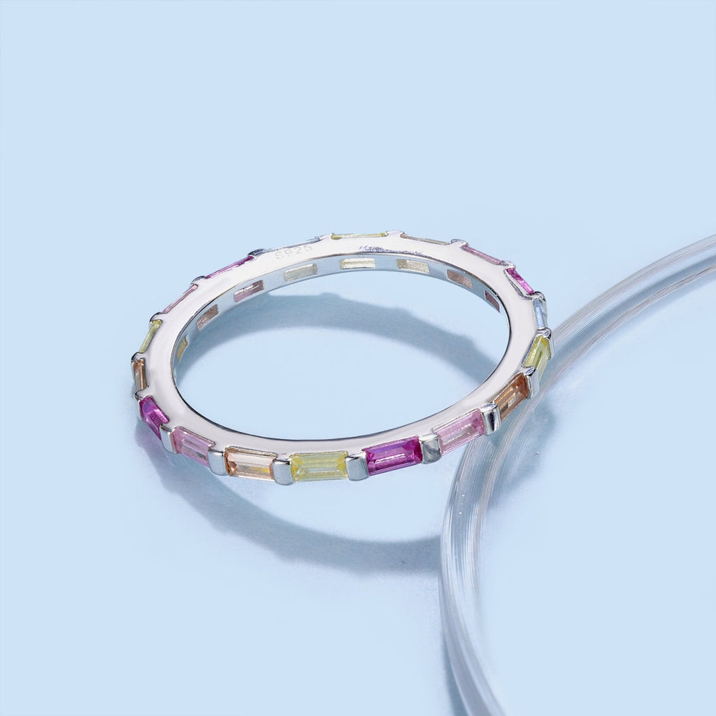 [Lumi Jewels]Exquisite Multicolored Emerald Cut Daily Ring