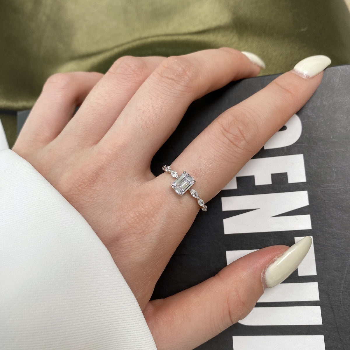 [Lumi Jewels]1.0 Carat Dainty Resplendent Radiant Cut Daily Ring