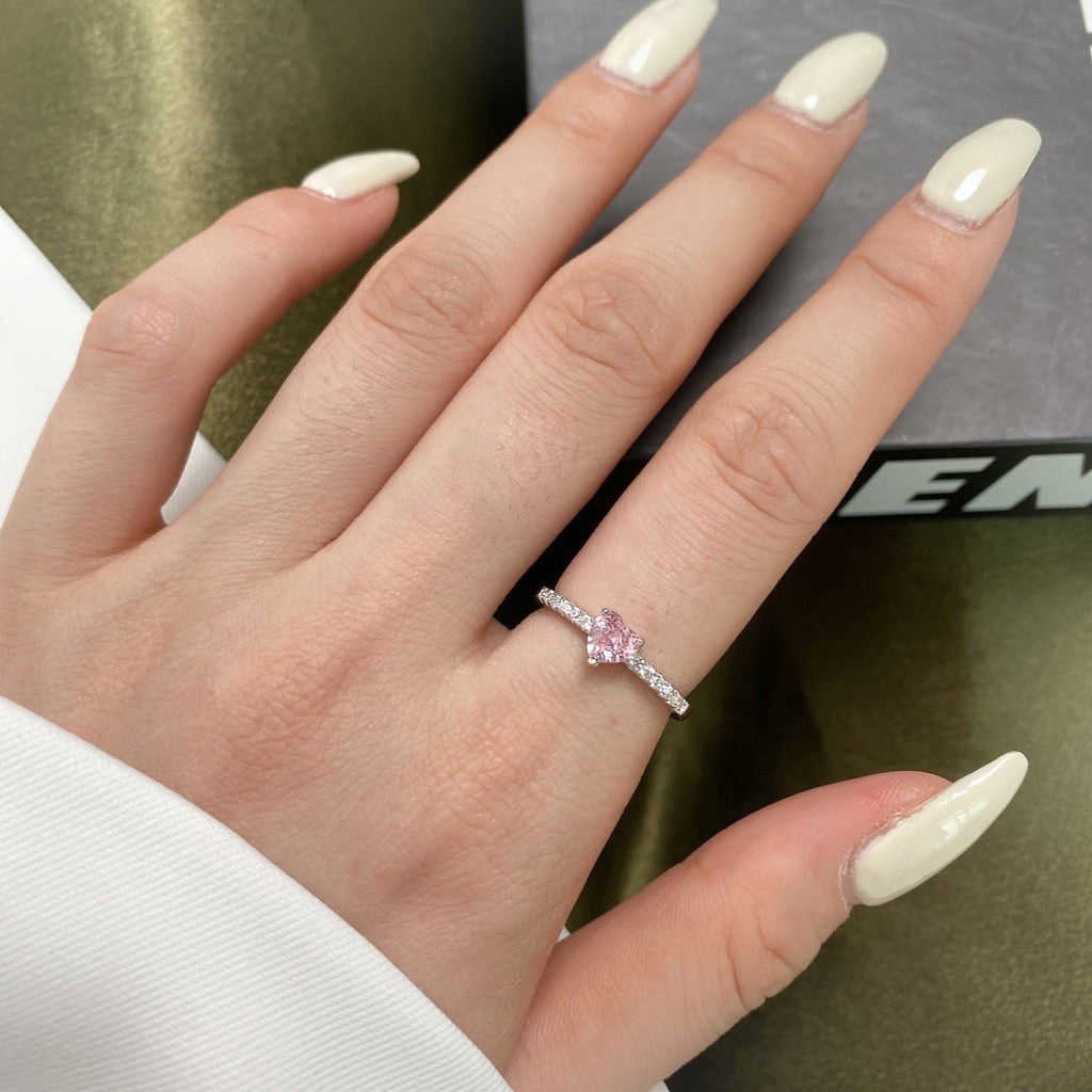 [Lumi Jewels]0.5 Carat CaratEternity Charming Heart Shape Lover Ring