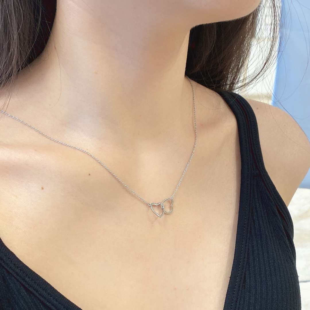 [Lumi Jewels]Sterling Silver Love Double Ring Necklace