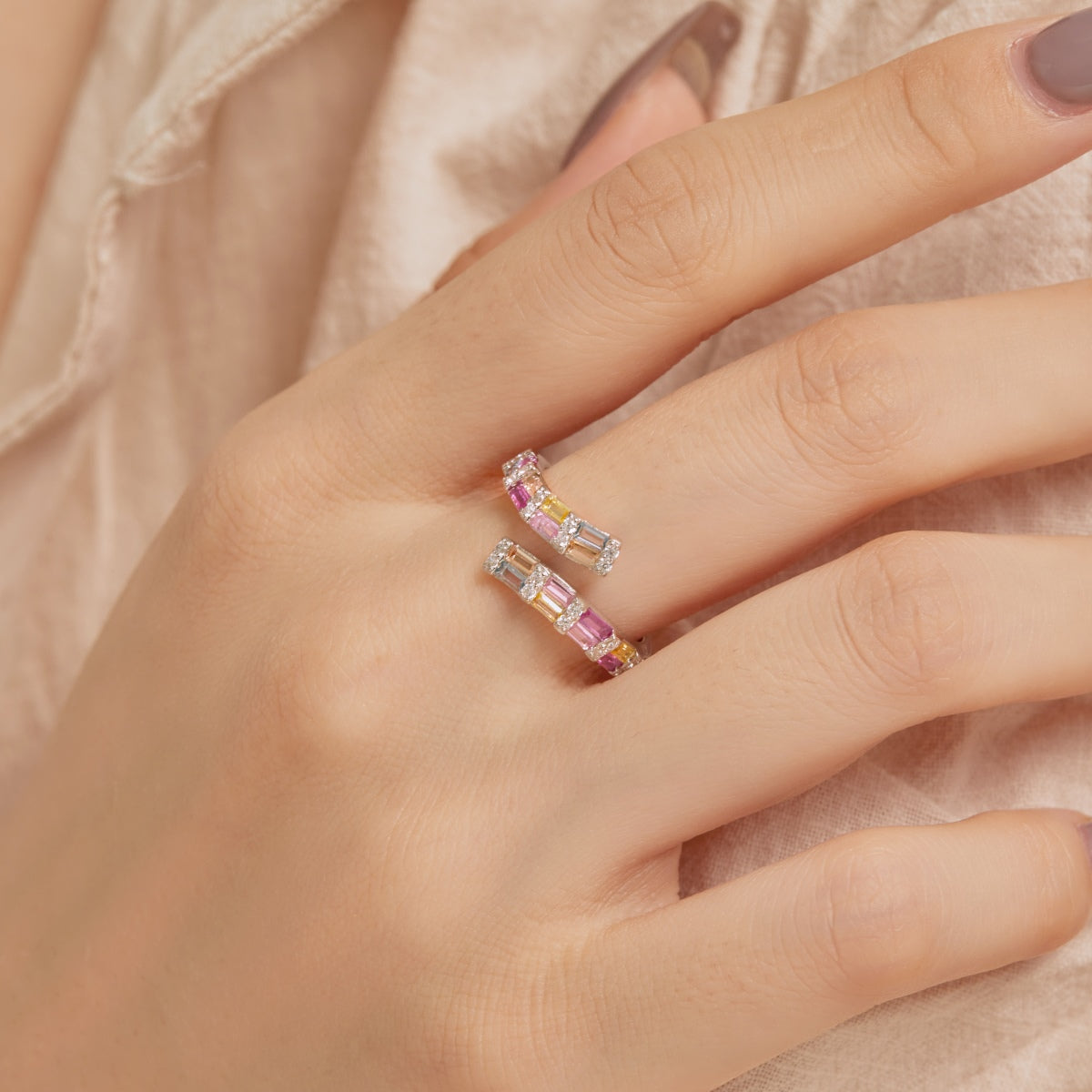 [Lumi Jewels]Charming Colorful Radiant Cut Adjustable Daily Ring