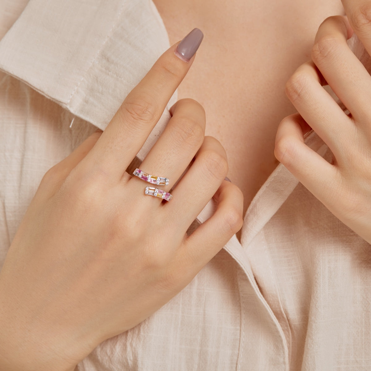 [Lumi Jewels]Charming Colorful Radiant Cut Adjustable Daily Ring