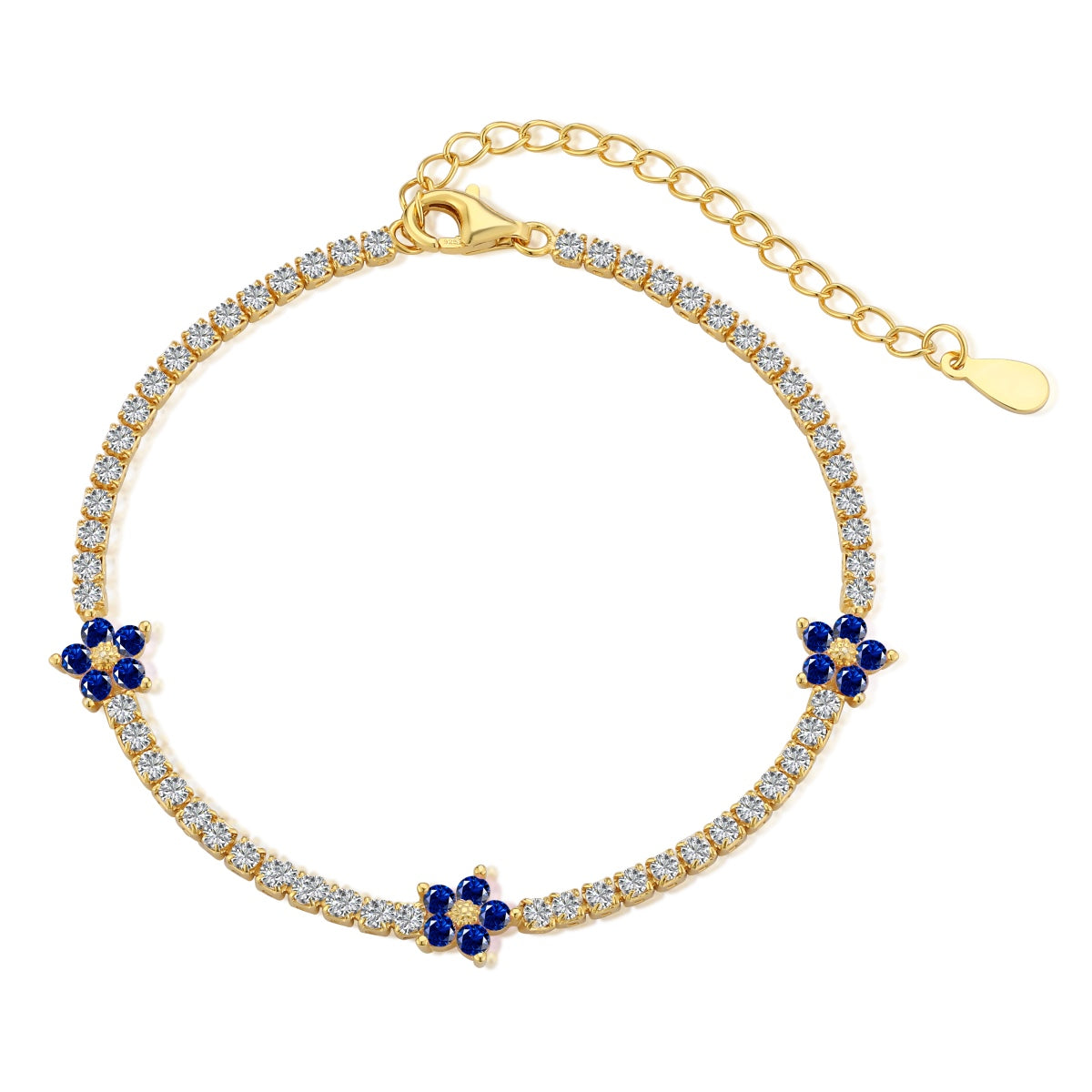 [Lumi Jewels]Sparkling Flower Shape Tennis Bracelet