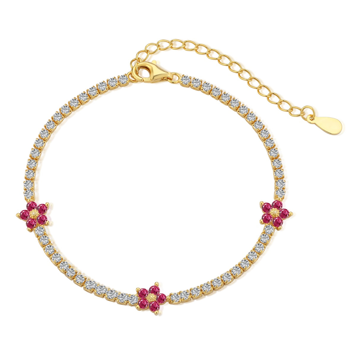 [Lumi Jewels]Sparkling Flower Shape Tennis Bracelet