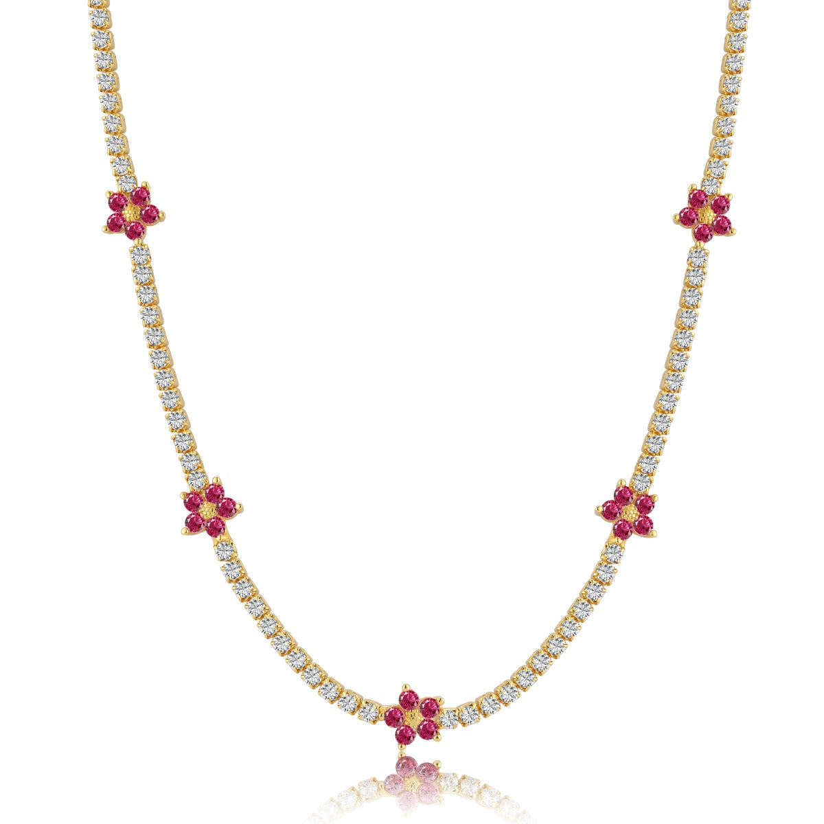 [Lumi Jewels]Luxurious Colorful Flower Tennis Necklace