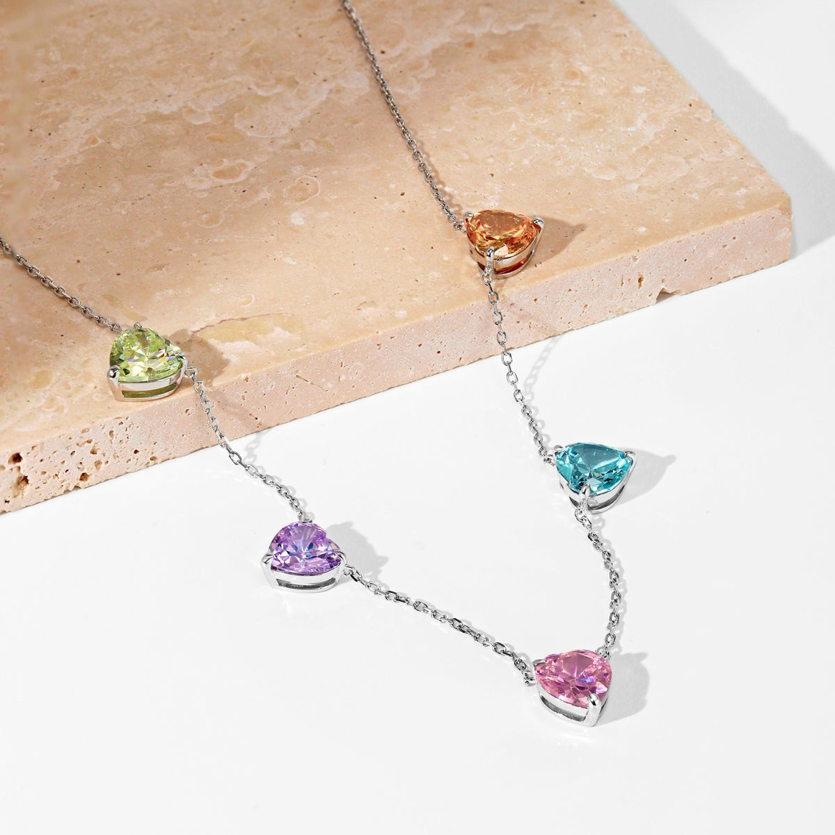 [Lumi Jewels]Sparkling Colorful Heart Cut Necklace